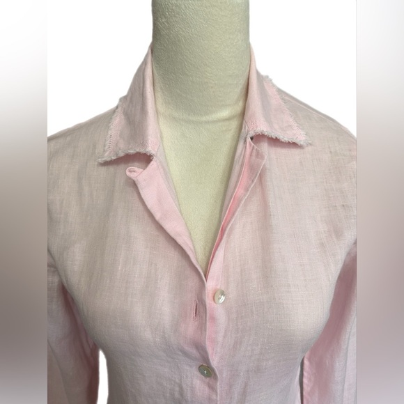 Anne Fontaine pink 100% linen button down top - Picture 2 of 8